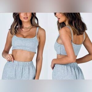 Princess Polly grey Arabella textured Waffle Crop Top size 12